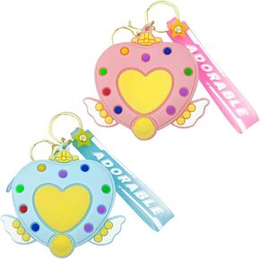 2 PAck Coin Purse Keychain, Silicone Wallet Keyring Kawaii Magical Love Bag Pouch Bag Lovely Bag Pendant Kid Gift