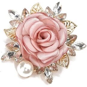 Fabric Rose Brooch for Women Elegant Pearl Flower Brooches Handmade Crystal Pearl Pins Fabric Flower Lapel Pin Dress Suit Accessories