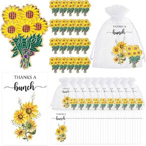 Havawish 25 Sets Sunflower Thank You Gift for Women Sunflower Brooch Pins Sunflower Badge with Thank You Cards and Organza Bag Employee Appreciation Gifts Wedding Favor thanksgiving Gifts
