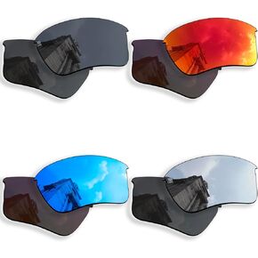 4 Pairs Anti-scratch Polarized Replacement Lenses for Oakley Flak Jacket XLJ/Flak Jacket XLJ Asian Fit (AF) Sunglasses, Retro Black+silver+blue+fire