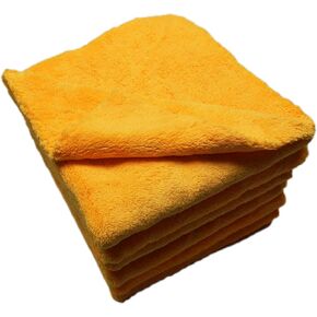 SOFTBATFY Plush Edgeless Microfiber Towel for Car, Soft Drying Wash Detailing Buffing Polishing Towel, 16 x 16inches (Orange, 6Pack)