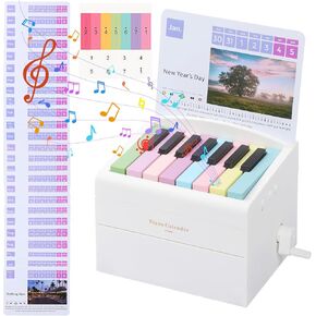 Piano Calendar 2025 Desk Calendar, Playable Piano Desk Calendar Mini Piano Calendar, With 27 Double-sided Cards, 52 Music Scores (Black)