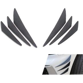 6 PCS Universal Car Spoiler Canards Kit, Environmentally Friendly Material Front Bumper Lip Splitter, Anti Collision Strip Decoration Accessories, for Most Cars (Carbon Fiber Black)