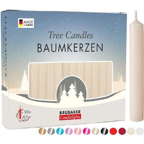 BRUBAKER Tree Candles - Pack of 20 - Red - 3¾ x ½ Inches (9.5 x 1.27cm) - Made in Europe - Pyramids, Carousels & Chimes