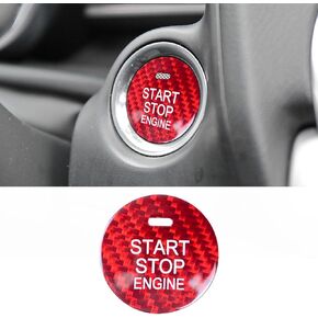 Compatible with Mazda Engine Start Stop Button Cover Keyless One Click Push Start Button Trim Sticker for Mazda CX-3 CX-4 CX-5 CX-8 MX-5 Miata,Real Carbon Fiber(Red)