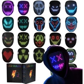 YXYaoZhengYiGeYi LED Mask with Gesture Sensing Transforming, Light Up LED Face Cool Mask for Halloween Costume Cosplay Party Masquerade
