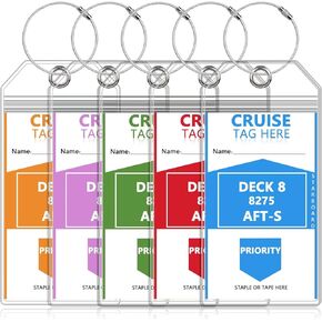 5 Pack Luggage Tag for Cruise Essentials Must Haves for NCL, Princess, Carnival Cruise Luggage Tag Holder (5)