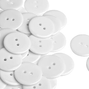 100pcs Buttons 2 Holes Round Resin Sewing Assorted Buttons 25mm White Button for Sewing Crafts Shirt Sweater Scrapbooking DIY Manual Button Painting Handmade Ornament Buttons