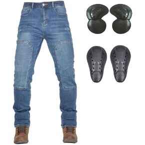 ​Men's Motorcycle Riding Pants Denim Jeans Protect Pads Equipment with Knee and Hip Armor Pads Detachable CE2 Armor Pads