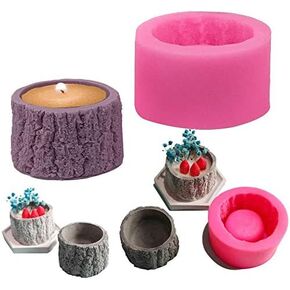 Tree Stump Flower Pot Silicone Mold for Epoxy Resin Concrete Succulent Planter Clay Cement Mould Candle Holder Mold