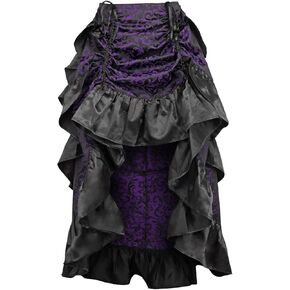 Daisy corsets Women's Purple/Black Brocade Adjustable High Low Bustle Skirt