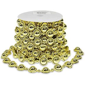 Trims by the Yard Sage Flat-Back Gold Pearl Trim 3/4" | Gold | (10 yard cut)