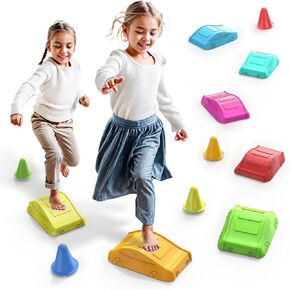Balance Stepping Stones, 7pcs Kids Jumping Stones Up to 270Lbs,Toddlers Obstacle Course Coordination Game Toys for Indoor & Outdoor Play