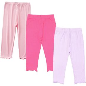 Girls Basic Leggings Baby Girls' 3-Pack Leggings Cotton Basic Legging Tights Fitting Ankle Length Leggings