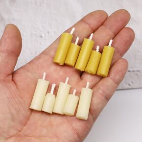Dollhouse Miniature Candle Set (5pc) - Tiny Candle, Mini Candle, 1/12, Decoration, Decor, Fairy Garden, Rustic, Beesax, Farmhouse, DIY Craft, Art, Project, Diorama (Yellow)
