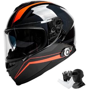 Bluetooth Motorcycle Helmet FreedConn BM12 DOT Full Face Bluetooth Helmets Motorcycle Dual Visor Helmet with Integrated Intercom System/ 2~3 Riders Pair/ 500M/ FM (Matte Black, XL) in Saudi Arabia