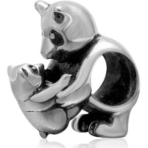 Embrace to Love Charm 925 Sterling Silver Panda and Child Charm Baby Charm for Bracelet