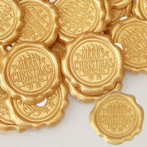 50 Pcs Gold Wax Seal Stickers, Self-Adhesive Christmas Wax Seal Stickers for Crafts Gift Packaging Christmas Cards Invitation Xmas Party Favor Decoration (Rose-Royal Gold)