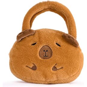 Capybara Bag, Adorable Capybara Stuffed Animals Fluffy Purse, Lifelike Capybara Plush Animal Casual Bag, Brown