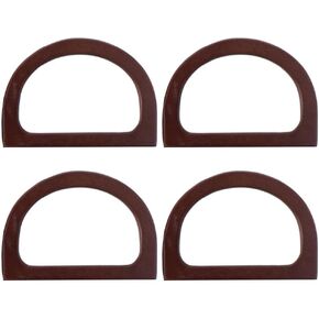 Uniquer 4 Pcs D-Shaped Handbag Purse Handle, Wooden Bag Handle Replacements for Handmade Hand, Beach Bag, Straw Bag