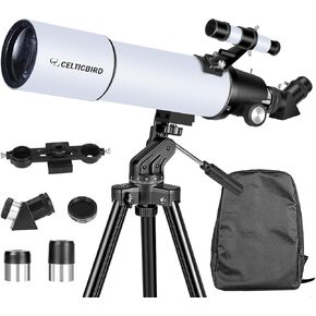 Telescope for Adults Astronomy Beginners, 80mm Aperture 800mm Refractor Telescopes for Adults High Powered with AZ Mount, Carry Bag, Phone Mount