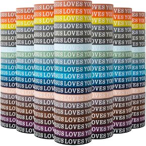 100 Pieces Jesus Loves You Silicone Wristbands Colorful Rubber Motivational Rubber Wristbands Christian Bracelets Silicone Inspirational Bracelet for Men Women Party Favors (Dark Colors