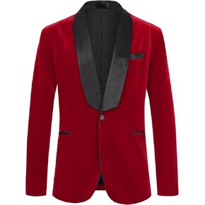 Lars Amadeus Velvet Blazers for Men's Shawl Lapel Dinner Jacket Tuxedo Velour Sports Coats