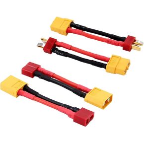 4pcs Deans T to XT60 Male Female RC Connector Adapter with 14awg 5cm Wire for RC Car Boat Drone LiPo NiMH Battery ESC(W31-4)