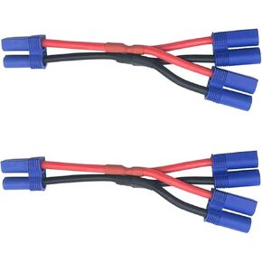 2pcs EC5 2-Male to 1-Female Parallel Battery Connector Cable 12awg 3.93in for RC LiPO Battery(W75-2)
