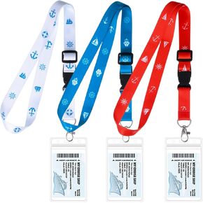 3 Pack Cruise Lanyards for Cruise Ship Cards, Adjustable Cruise Lanyard with Waterproof ID Holder & Detachable Buckle for Cruises Essentials Ships Key Cards