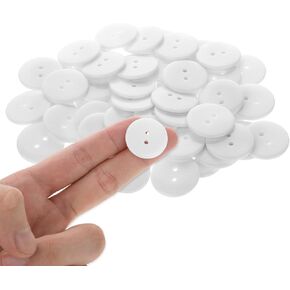 50 Pcs Resin Pure White Buttons, 1 Inch Round 2 Hole White Small Buttons Shirt All-Purpose Buttons for Sewing Shirts Coats Clothing Craft Eye Replacement Pillow and Craft Project Decoration