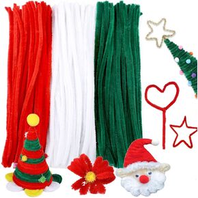 300 Pcs Pipe Cleaners,Pipe Cleaners for Crafts,Pipe Cleaner Crafts,Chenille Stems for Craft Kids DIY Arts&Crafts Supplies (Red Green White)