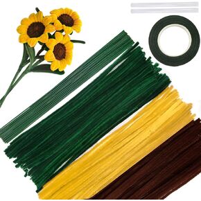 TOAOB 200pcs Pipe Cleaners Craft Flower Supplies DIY Sunflowers Bouquets Making Kit Chenille Stems Artificial Flowers Craft Kit for DIY Art and Crafts Party Wedding Home Decorations