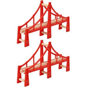2pcs Track Train Bridge Toy Red Train Bridges Railway Expansion Accessories Toys for Boys Train Expansion Accessories Boy Toys Boys Toys Toys Red Bridge Cross Wooden Child