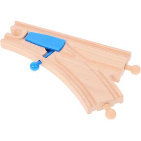 TOYANDONA Wooden Train Track Rail Station Accessory Curved Switch Tracks Toy Train Accessories