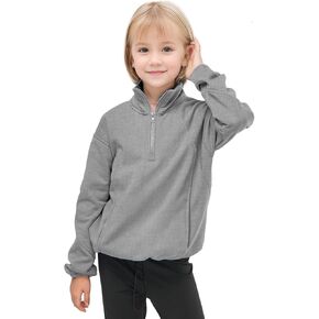 JiAmy Girls Hoodies Sweatshirts with Pocket, Fleece Warm Half Zipper Crop Tops Long Sleeve Sweater for Teen Girls 5-12 Years