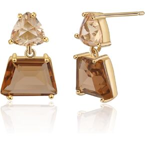 Fashion Amber Earrings Brown Drop Dangle Earrings for Women Hypoallergenic Brown Crystal Earrings for Sensitive Ears