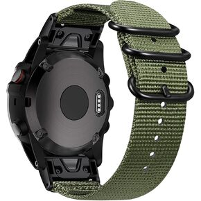 Fintie Band Compatible with Garmin Fenix 7X / 6X / 6X Pro / 5X Plus / 5X / 3/3 HR/Tactix Charlie Watch, 26mm Premium Woven Nylon Adjustable Replacement Strap