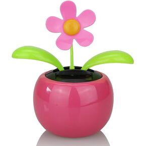 Pink Solar Dancing Sun Flower Automotive Ornament Solar Powered Dancing Sun Flower in Colorful Pots Swinging Animated Bobblehead Dancer Window Sun Catcher Car Dashboard Solar Power Kits