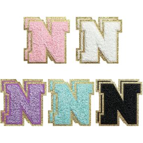 10 Pieces/5 Colors Self Adhesive Chenille Letter Patches, for Handmade DIY Decorative Clothing, Backpacks, Cell Phone Cases L