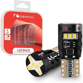 Nakamichi T10 LED لمبة الضوء 168 2825 194 W5W Wedge 12-SMD 2016 شرائح LED استبدال المصابيح خالية من الأخطاء للسيارة الداخلية قبة خريطة باب الترخيص أضواء داش (Giallo Amber، 12 LEDs)