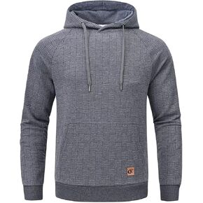Tyhengta Mens Hoodies Pullover Geometric Texture Casual Hooded Sweatshirts with Kanga Pocket