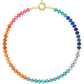 KELORIS PATH Beaded Gemstone Necklaces for Women, Boho Colorful Bead Choker Necklace, Natural Stone Handmade Summer Jewelry for Beach