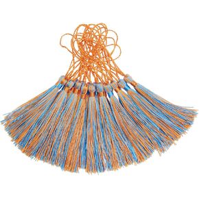 VAPKER 50 Pieces Bookmark Tassels 13cm/5-Inch Silky Handmade Soft Tassels Floss Mini Tassels with 2-Inch Cord Loop for DIY Projects(Blue and Orange)