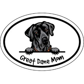 WickedGoodz Oval Great Dane Mom Vinyl Decal - Great Dane Dog Bumper Sticker - for Laptops Tumblers Windows Cars Trucks Walls