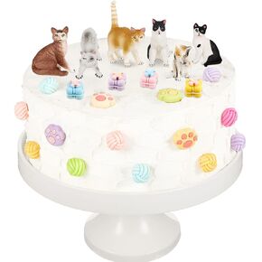 26 Pcs Cat Cake Topper Cute Cat Figurines Cat Happy Birthday Cake Topper Cat Paw Cake Toppers Cat Party Decoration Mini Cat Set for Cat Birthday Party Garden Home Shower Supplies(Cute Cat)