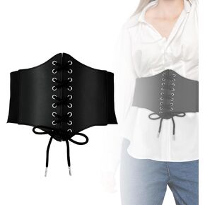 Corset Belt, Lace-up Corset Belt Wide Tied Waspie Belt Lace-up Cinch Belt Elastic Waist Belt for Dresses