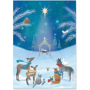 Current Christmas Tree and Manger Greeting Cards Set - Set of 18 Large 5 x 7-Inch Folded Cards, Themed Religious Holiday Card Value Pack, Envelopes Included