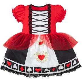 Red Hearts Princess Costume Queen Dress for Girls Wonderland Queen of Hearts Costume Dress