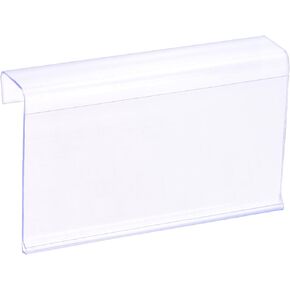MECCANIXITY Label Holder L Shape 100x60mm Clear Plastic for Wire Shelf, Pack of 30